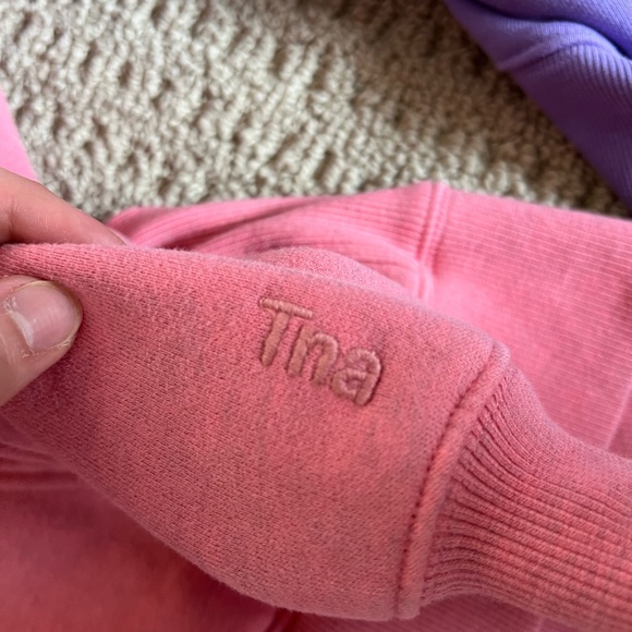 TNA boyfriend fit cozy fleece hoodie in pink and purple (for sale as a package) - Picture 3 of 5